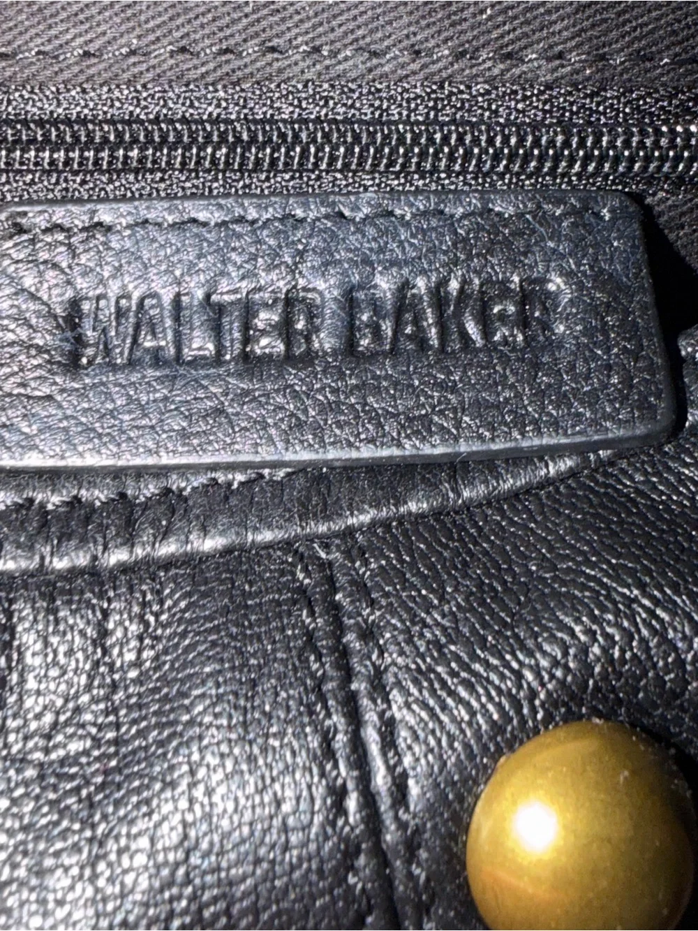 Walter Baker Black Leather Hobo with Gold Hardware